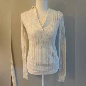 Vintage Ralph Lauren Ivory V-Neck Cable Sweater